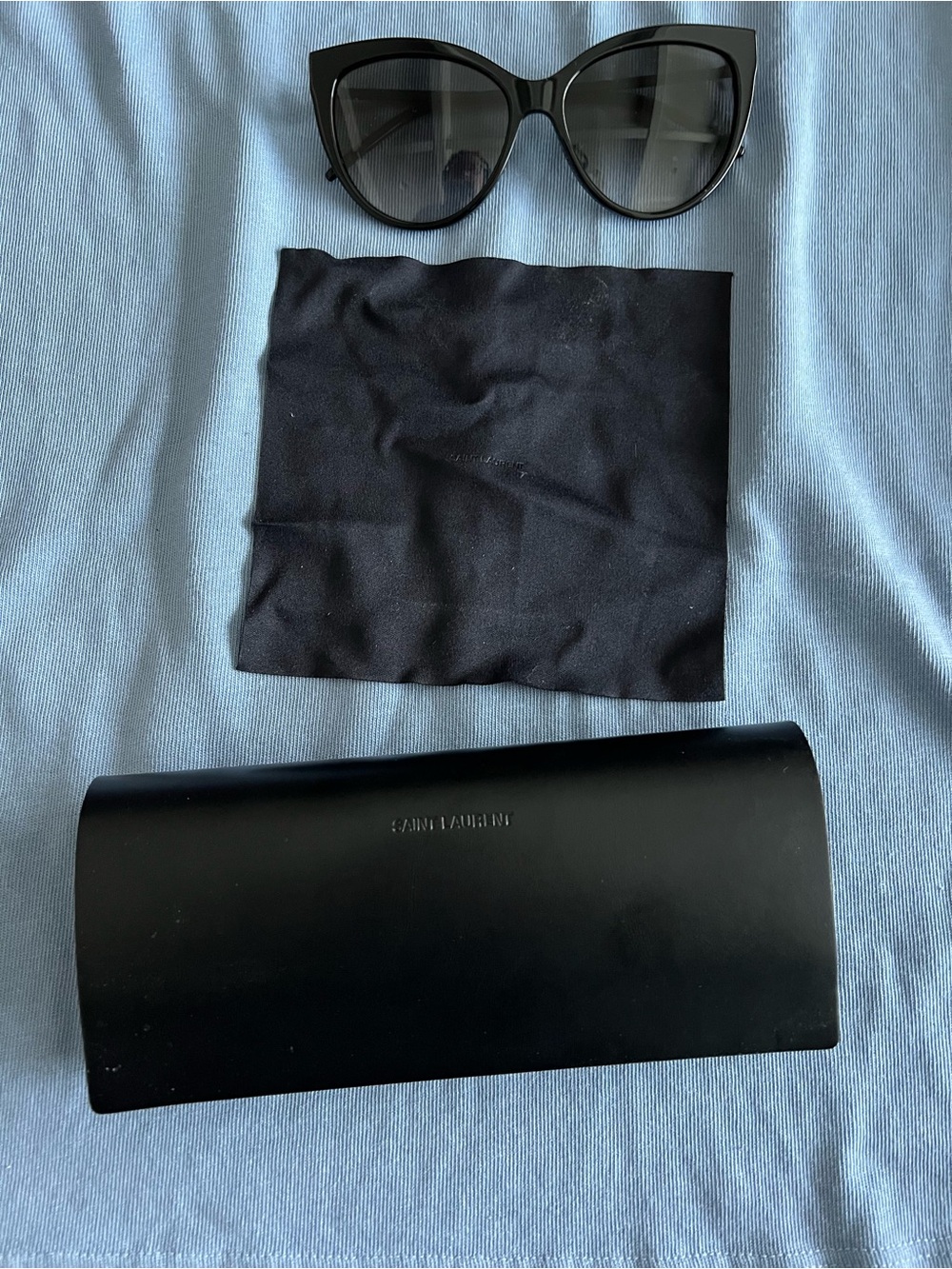 Saint Laurent Black Cat-Eye Sunglasses with Case
